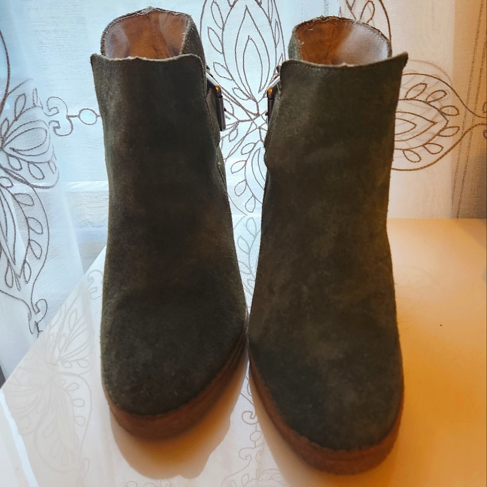 Green Suede Booties